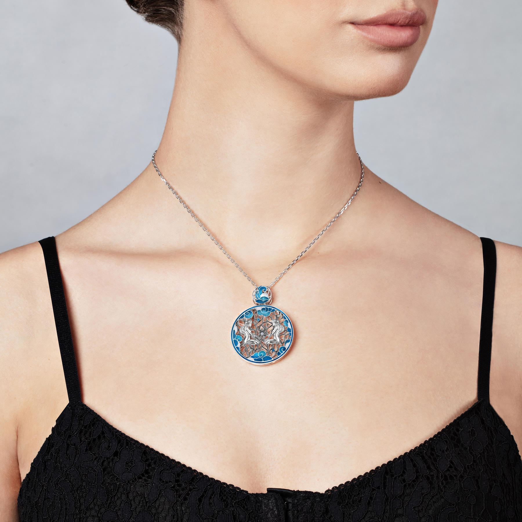 Подвес с бриллиантом, белое золото, н.керамика