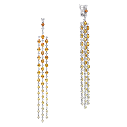 Серьги с цветными сапфирами и бриллиантами, белое золото 1