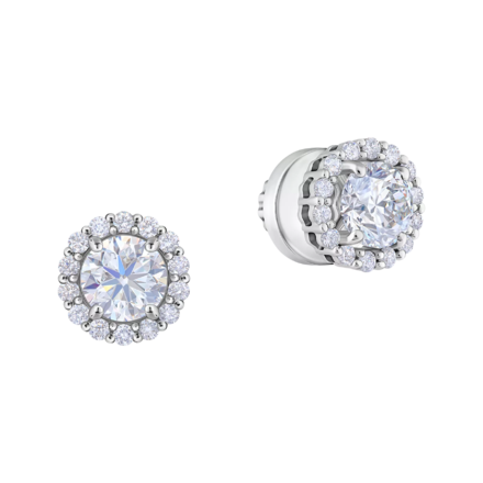 Пусеты с бриллиантами, белое золото 1