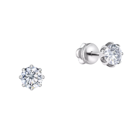 Пусеты с бриллиантами, сапфирами и изумрудами, белое золото 2