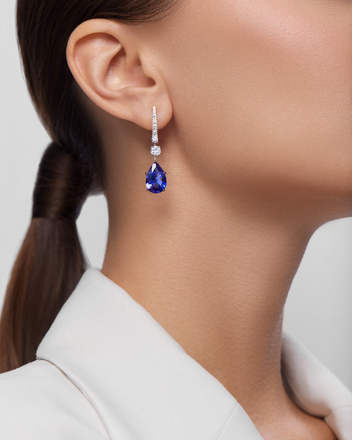 Серьги с танзанитами и бриллиантами, белое золото 2