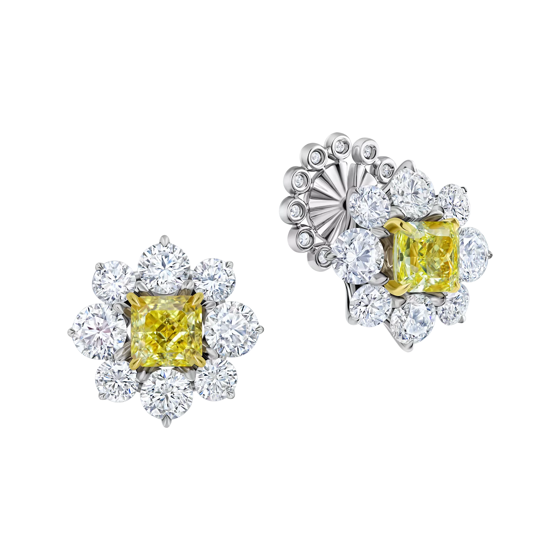 Пусеты с бриллиантами, белое золото