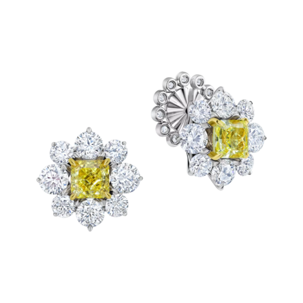 Пусеты с бриллиантами, белое золото 1