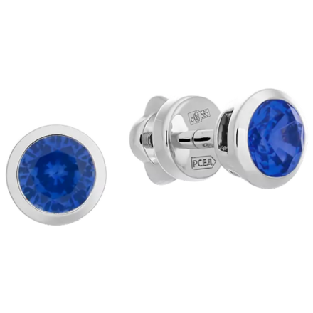 Пусеты с сапфирами, белое золото 1