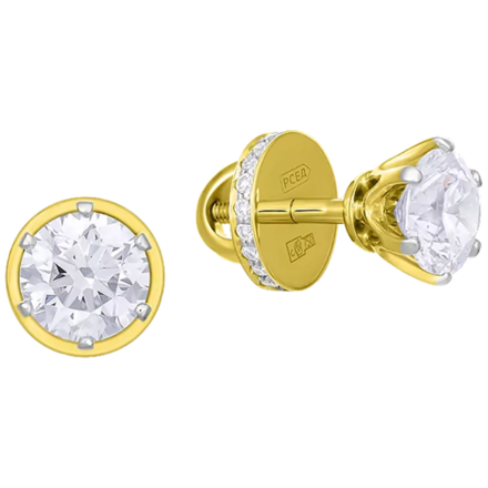 Пусеты с бриллиантами, жёлтое золото 1