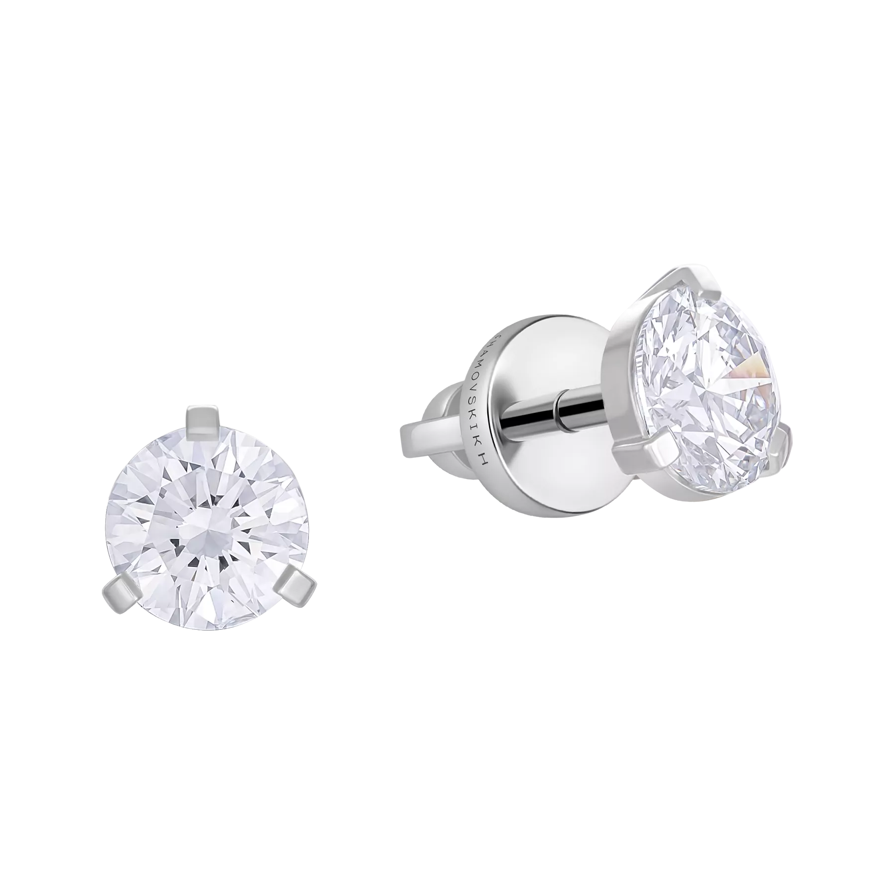 Пусеты с бриллиантами, белое золото