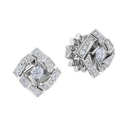 Пусеты с бриллиантами, белое золото 1