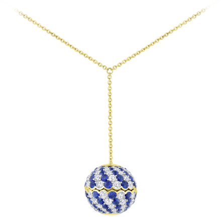 Колье с сапфирами и бриллиантами, желтое золото 1