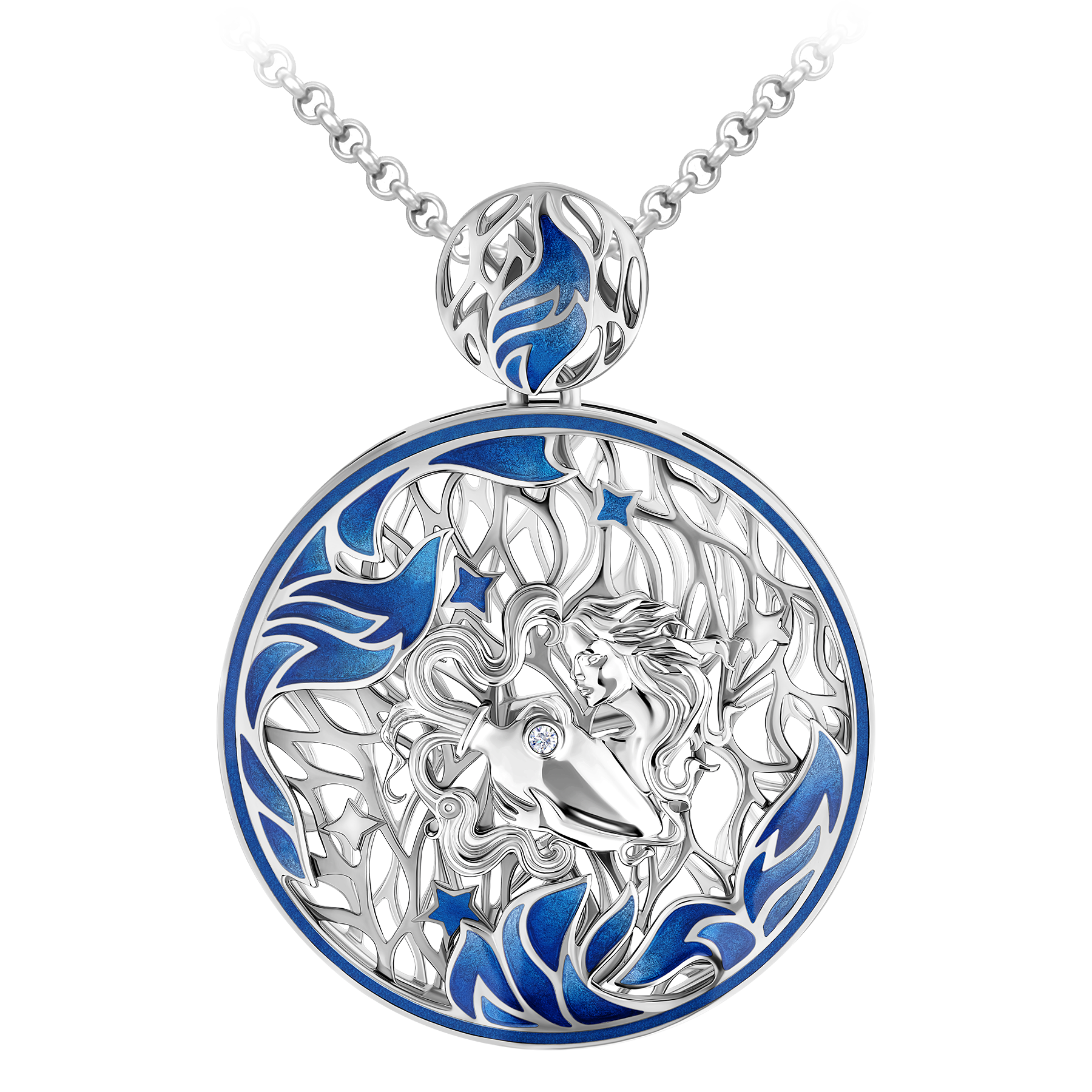 Подвес с бриллиантом, белое золото, н.керамика