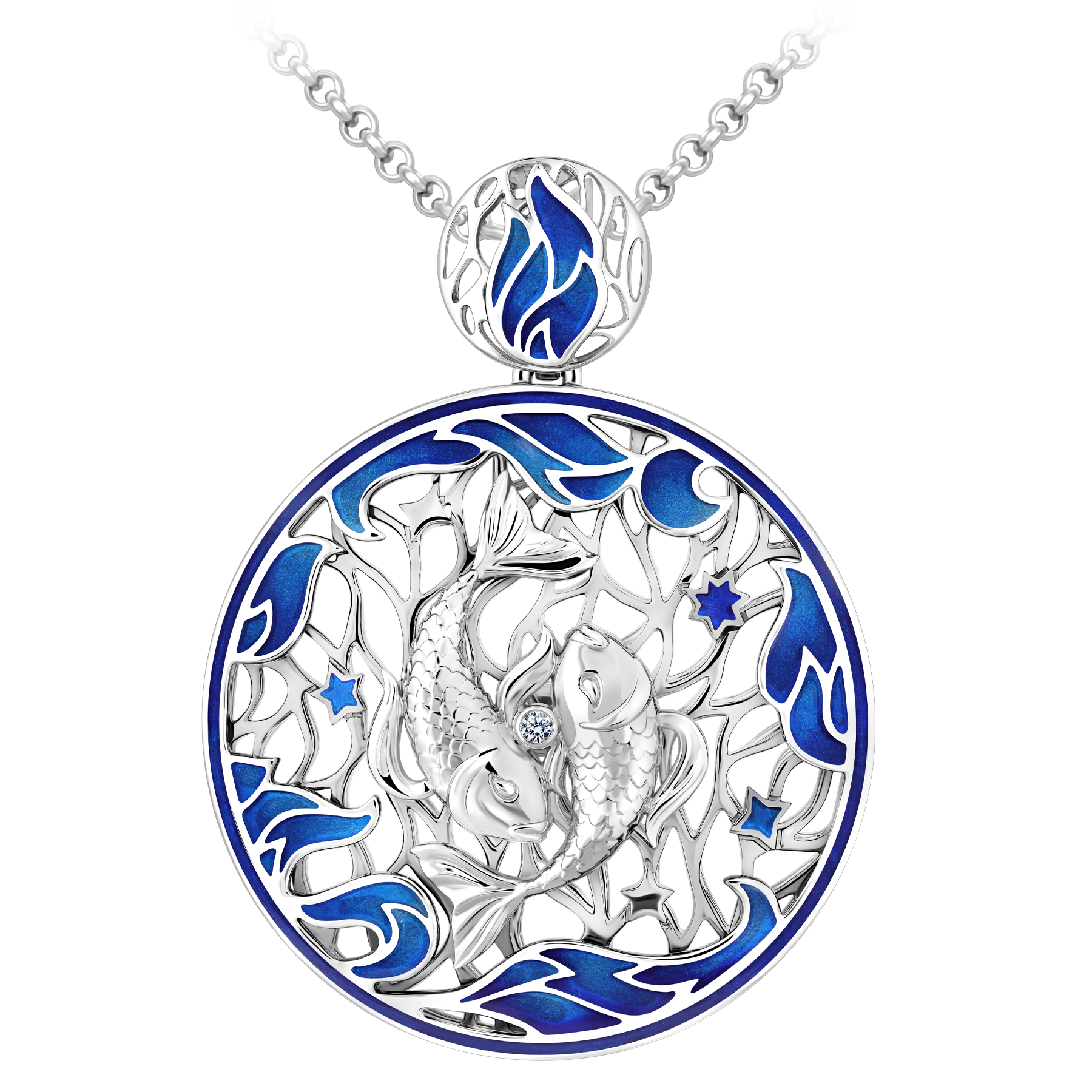 Подвес с бриллиантом, белое золото, н.керамика