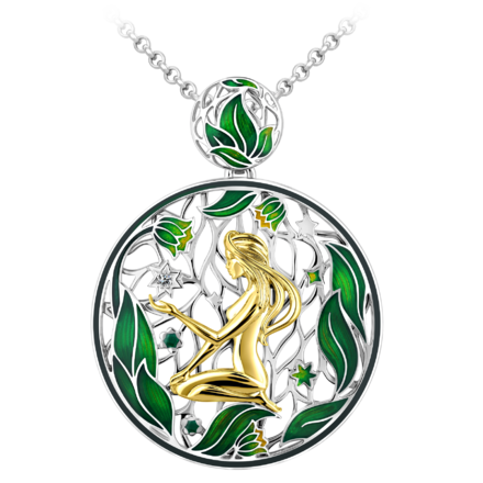 Подвес с бриллиантом, белое и жёлтое золото, н.керамика 1