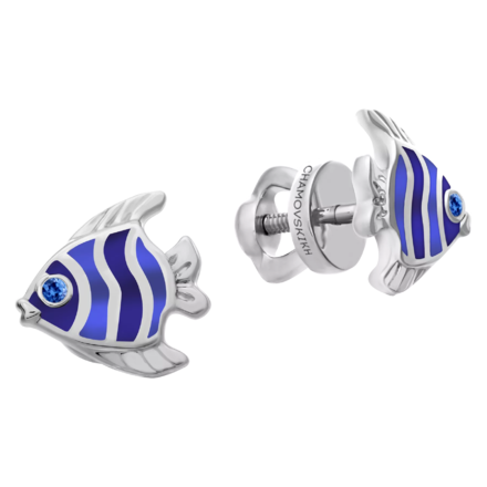 Пусеты с сапфирами, белое золото, н.керамика 1