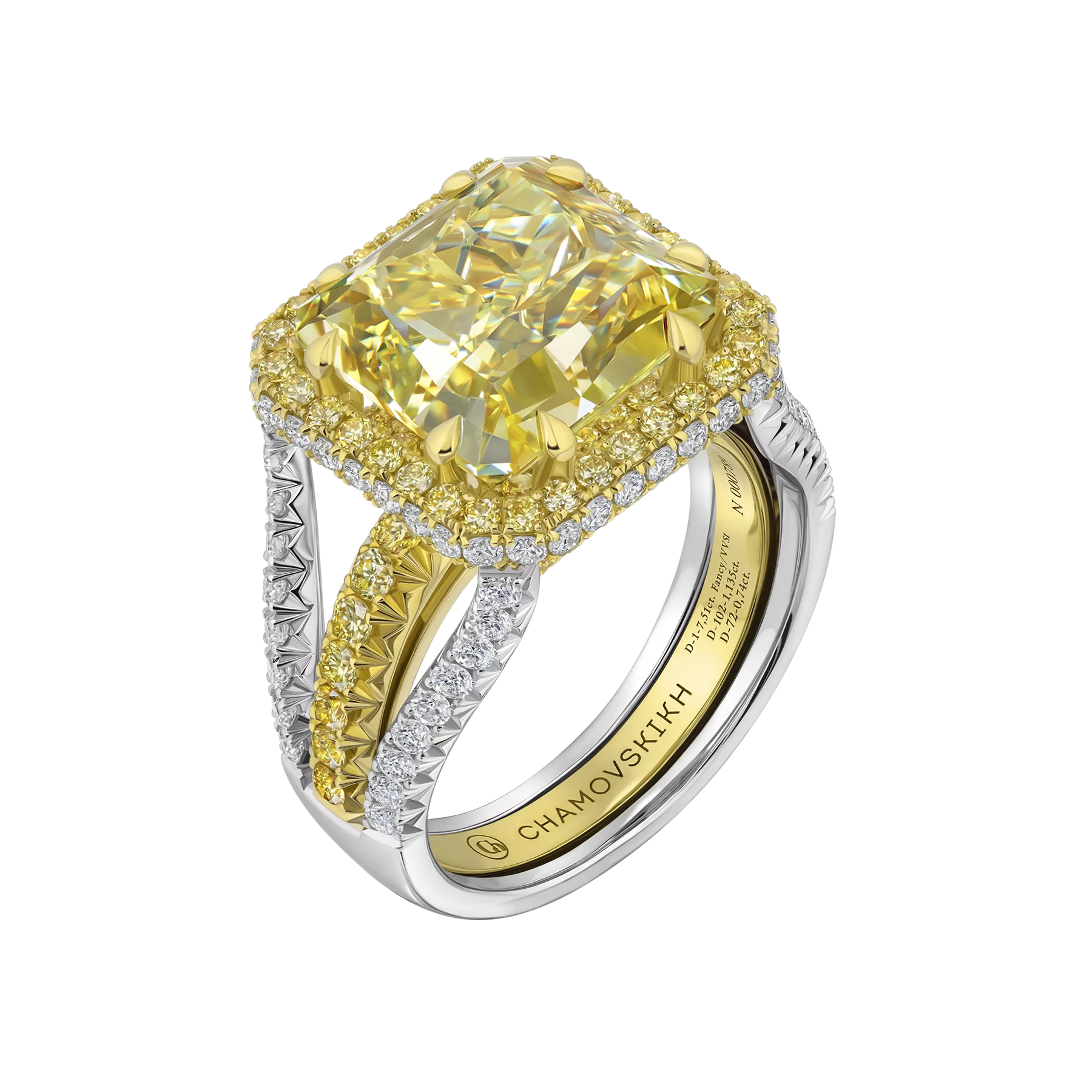 Кольцо с бриллиантами, желтое и белое золото