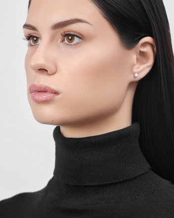 Пусеты с бриллиантами, жёлтое золото 2