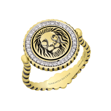 Кольцо с бриллиантами, жёлтое золото, н.керамика 1