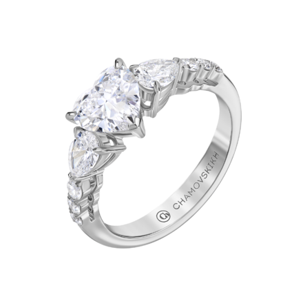 Помолвочное кольцо с бриллиантами, белое золото 1