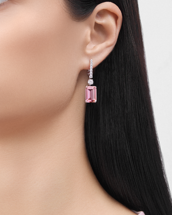 Серьги с морганитами и бриллиантами, белое золото 3