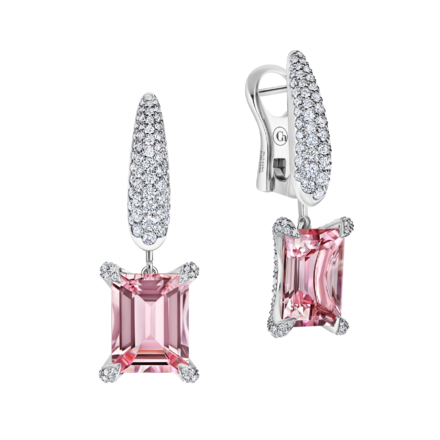 Серьги с морганитами и бриллиантами, белое золото 1