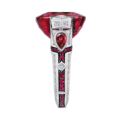 Кольцо с турмалином рубеллит, бриллиантами и рубинами, белое золото