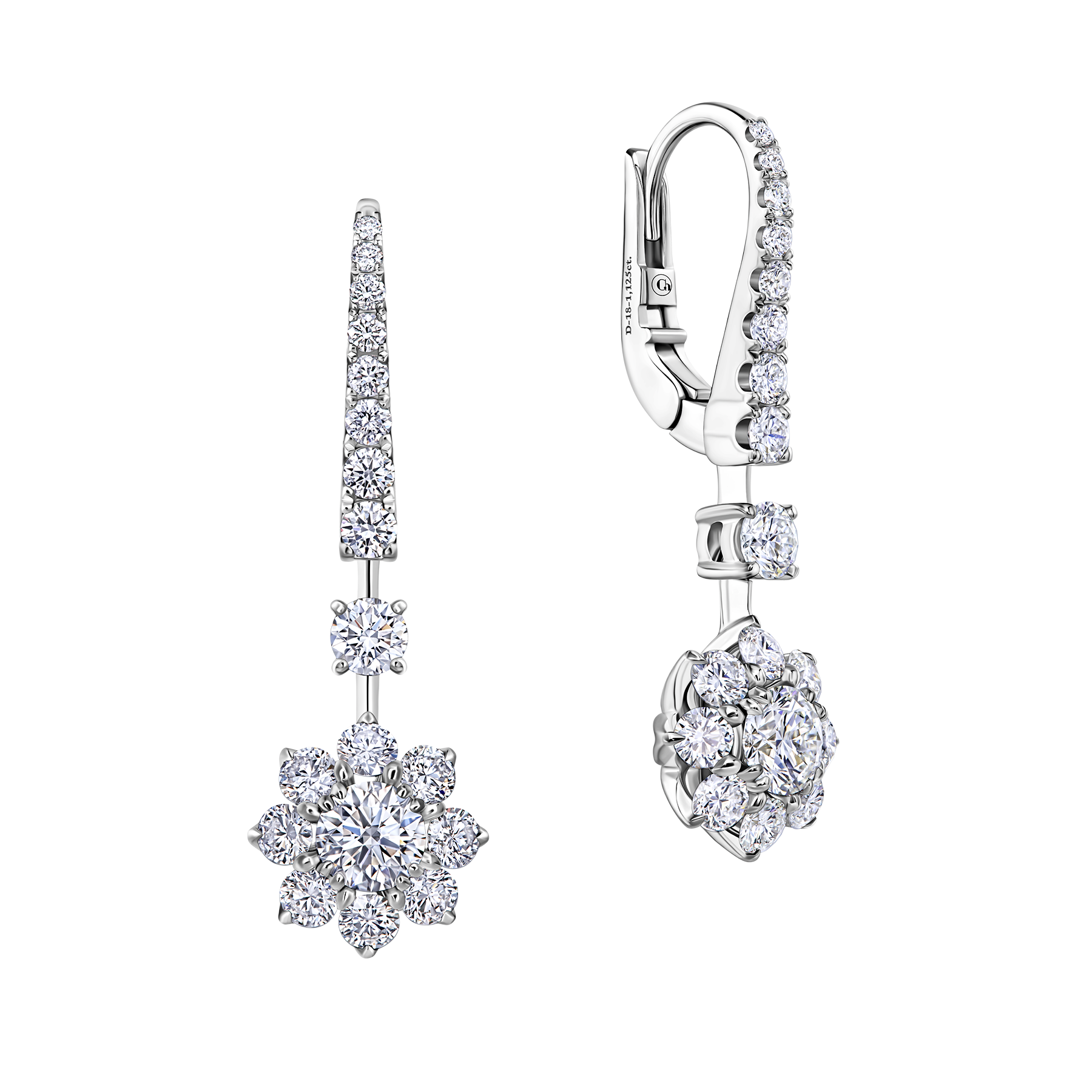 Серьги с бриллиантами, белое золото