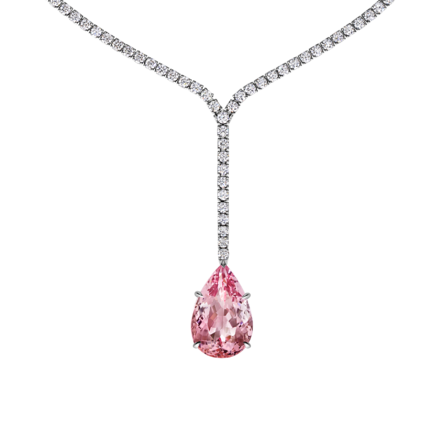 Колье с морганитом и бриллиантами, белое золото 1