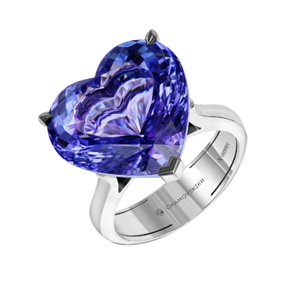 Кольцо с танзанитом, белое золото 1