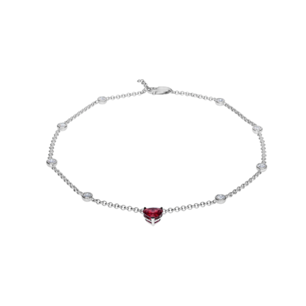 Браслет с рубином и бриллиантами, белое золото 1