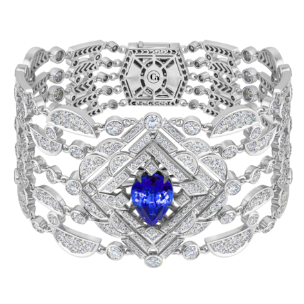 Браслет с танзанитом и бриллиантами, белое золото 1