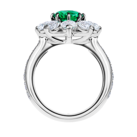 Кольцо с изумрудом и бриллиантами, белое золото 2