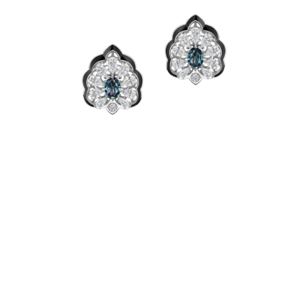 Серьги с александритами, бриллиантами и жемчугом, белое золото, н.керамика 3