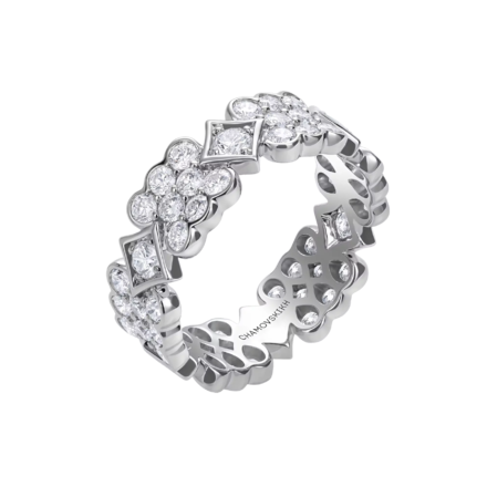 Обручальное кольцо с бриллиантами, белое золото 1