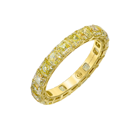 Обручальное кольцо с жёлтыми бриллиантами, жёлтое золото 1