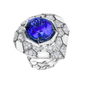 Кольцо с танзанитами и бриллиантами, белое золото