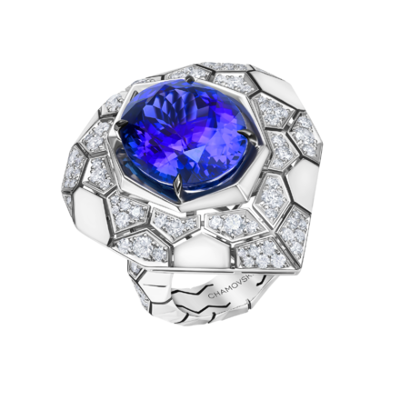 Кольцо с танзанитами и бриллиантами, белое золото 1