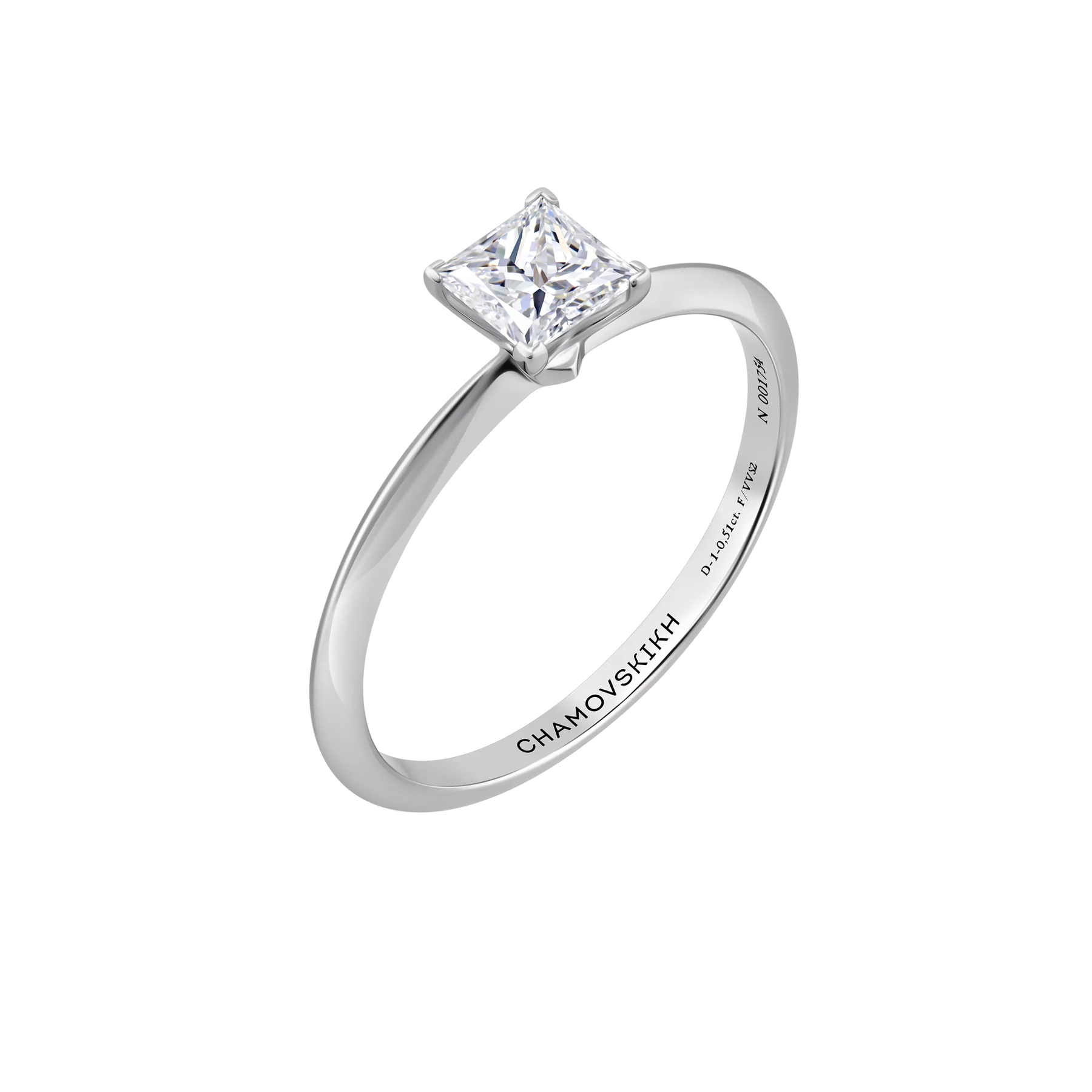 Кольцо с бриллиантом, белое золото