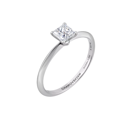 Помолвочное кольцо с бриллиантом, белое золото 1