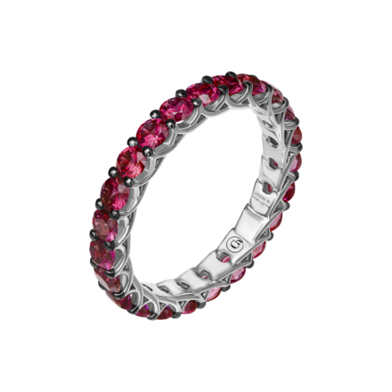 Обручальное кольцо с рубинами, белое золото 1