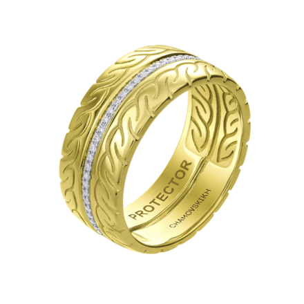 Обручальное кольцо с бриллиантами, желтое золото. 1