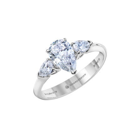 Помолвочное кольцо с бриллиантами, белое золото 1