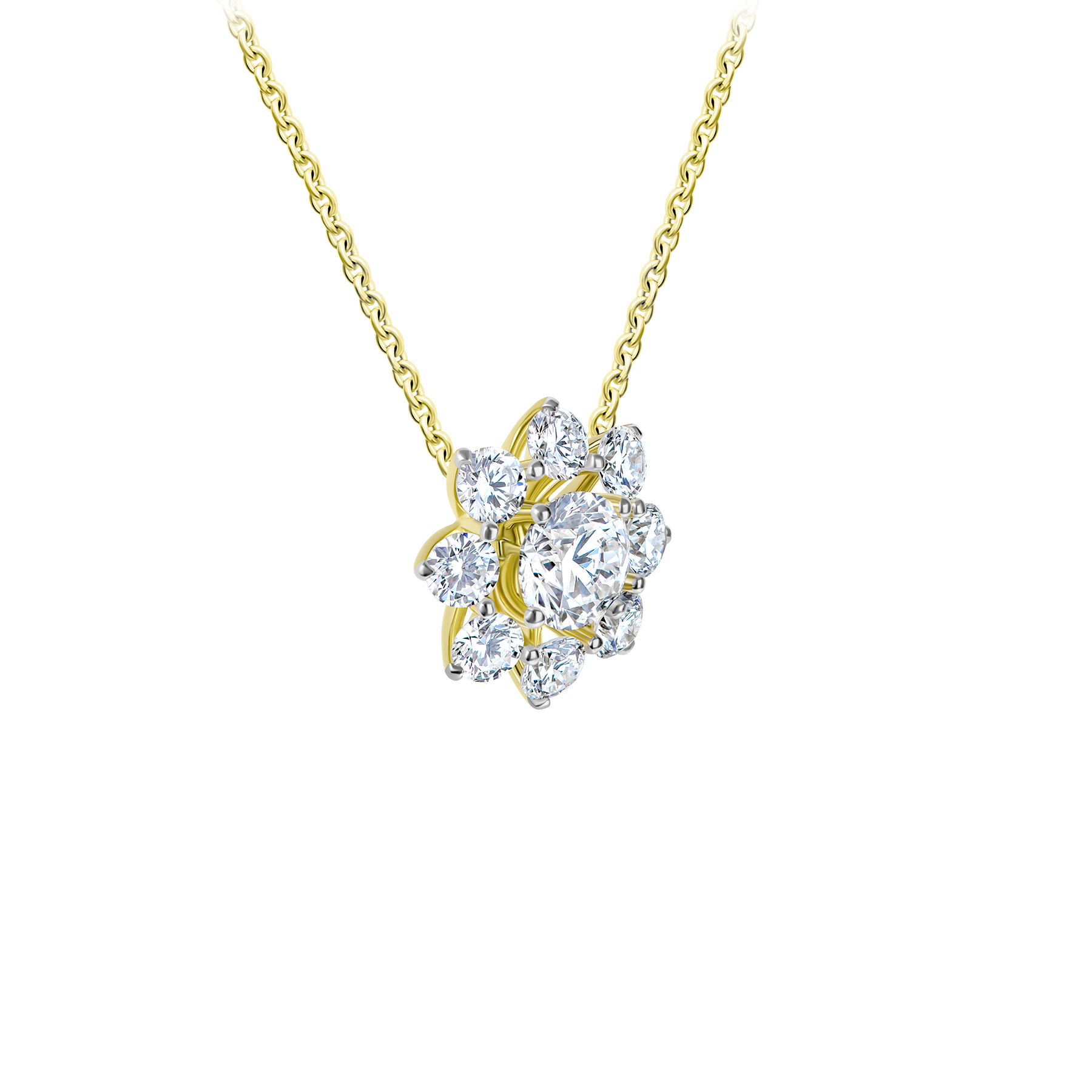 Колье с бриллиантами, желтое золото