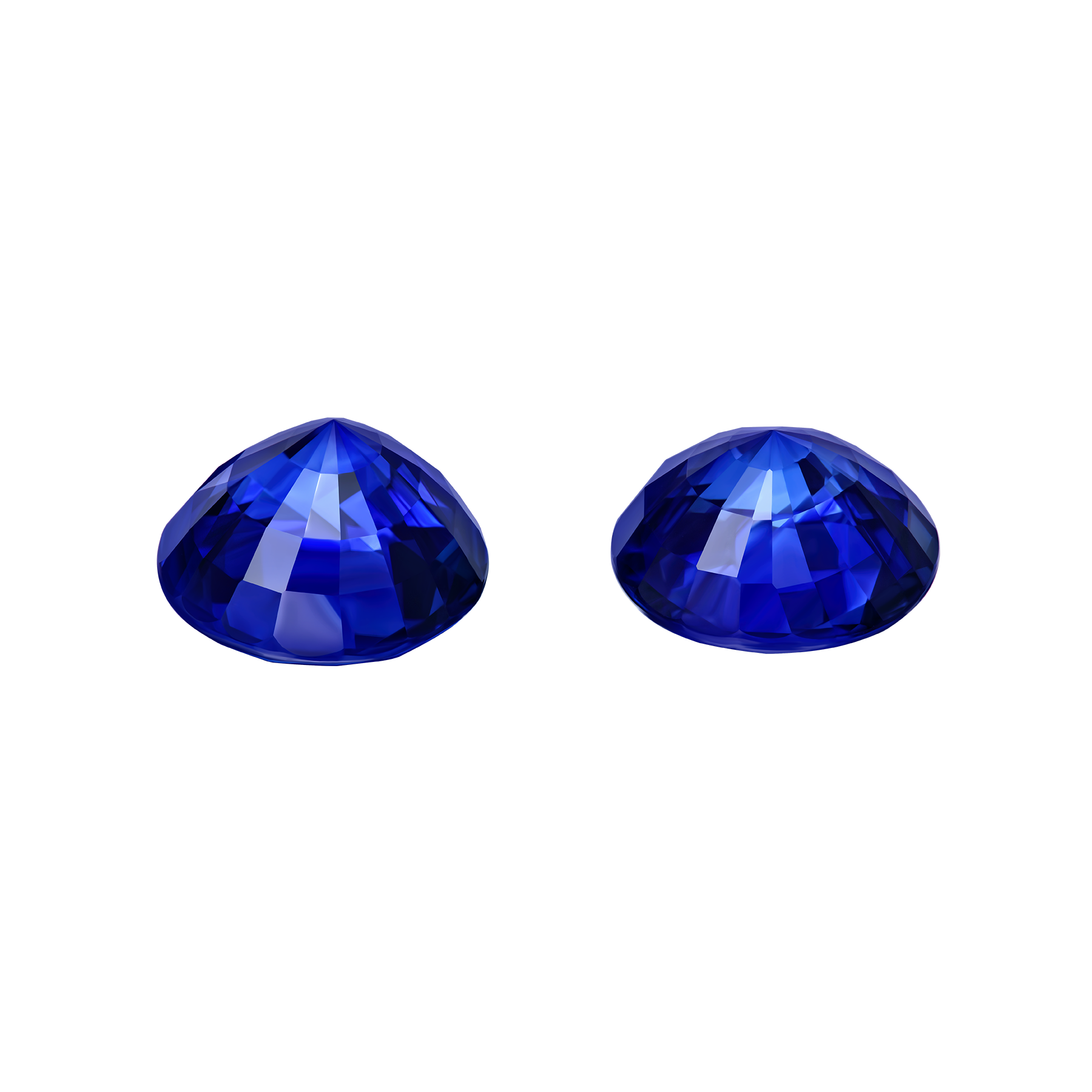 Сет из двух сапфиров, ROYAL BLUE, SRI LANKA, Круг, 4,47ct/ 3,9ct
