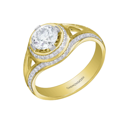 Помолвочное кольцо с бриллиантами, желтое золото 1