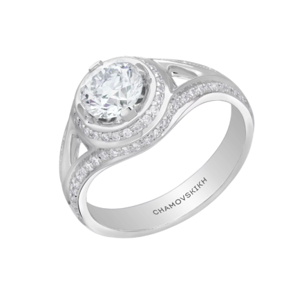 Помолвочное кольцо с бриллиантами, белое золото 1