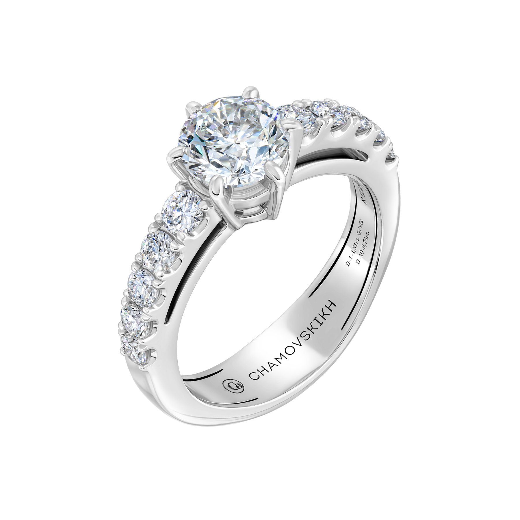 Кольцо с бриллиантами, белое золото