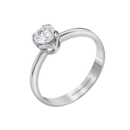 Помолвочное кольцо с бриллиантом, белое золото 1