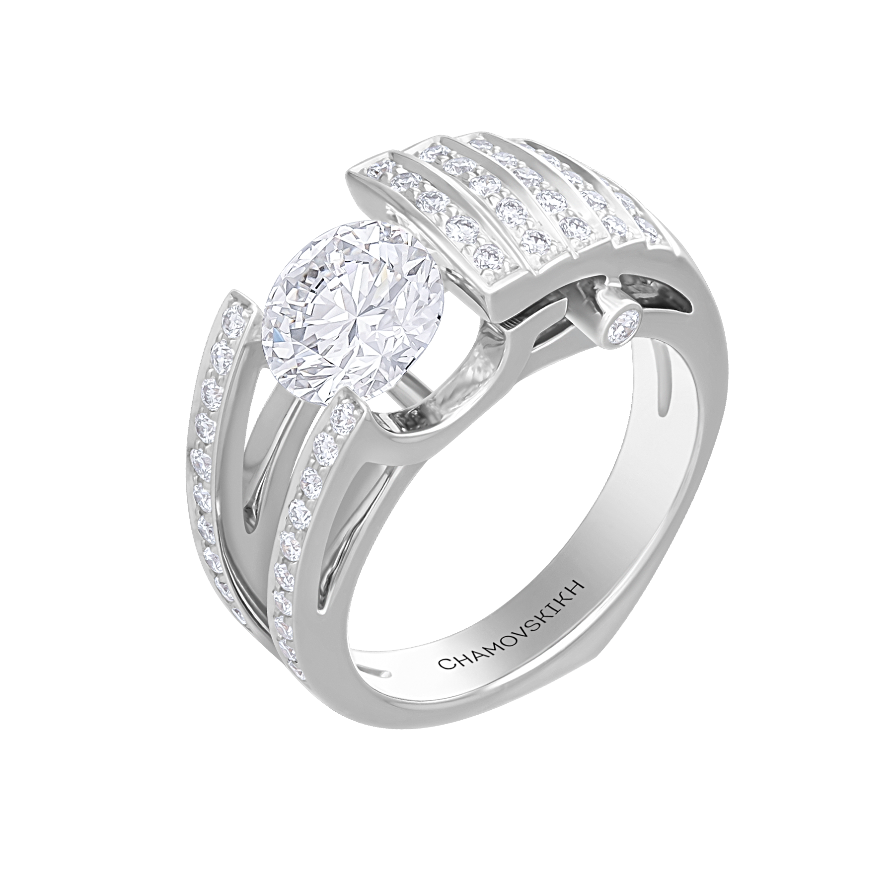 Кольцо с бриллиантами, белое золото