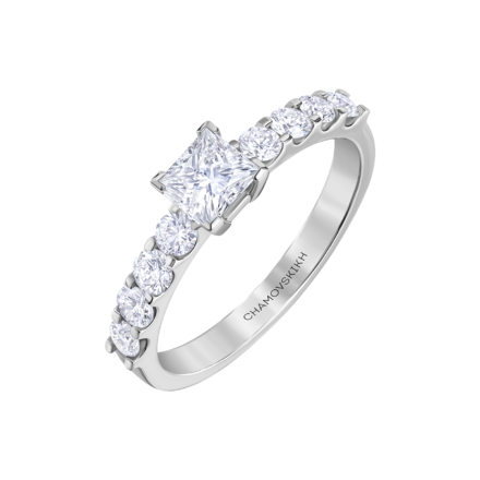 Помолвочное кольцо с бриллиантами, белое золото 1