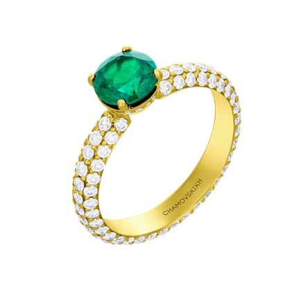 Кольцо с изумрудом, желтое золото 1