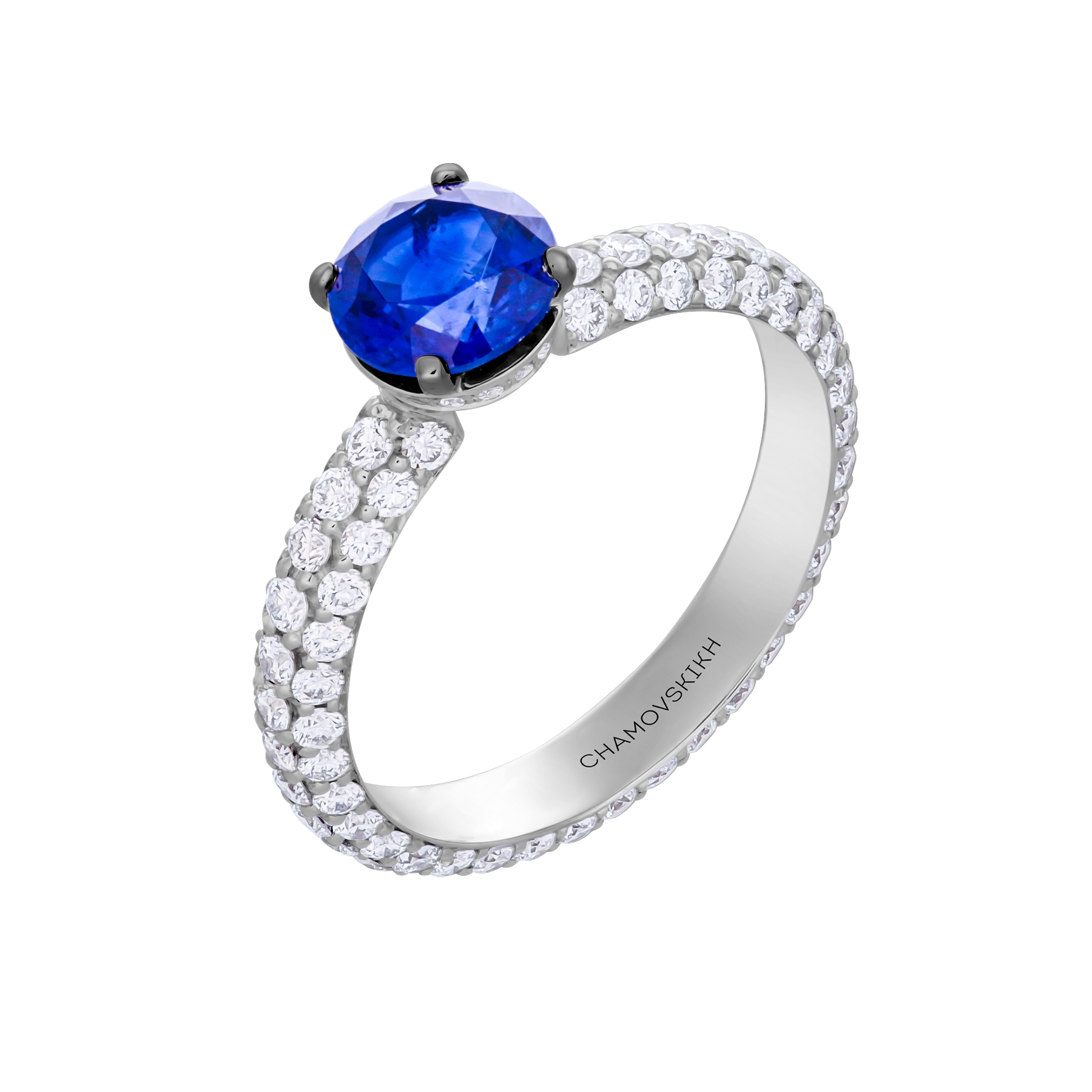 Кольцо с сапфиром, белое золото