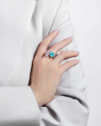 Кольцо с турмалином параиба и бриллиантами, белое золото 4